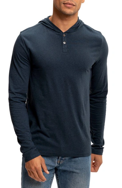 Threads 4 Thought Long Sleeve Henley Hoodie In Midnight