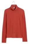 Madewell Lightweight Ribbed Turtleneck Top In Weathered Brick