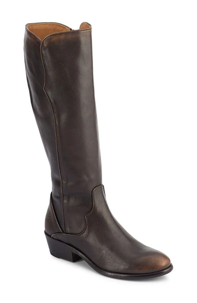 Frye Carson Leather Piping Tall Boots In Black Leather