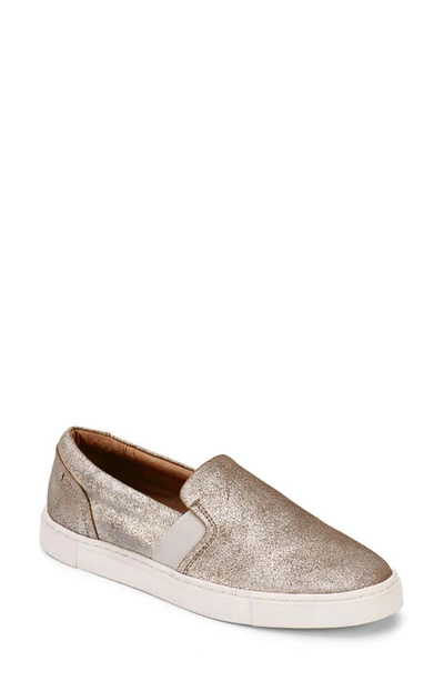 Frye Ivy Slip-on Shoe In Pewter Metallic Suede Leather