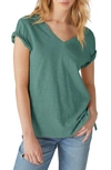 Lucky Brand Classic V-neck Cotton Blend T-shirt In Sea Pine