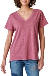 Lucky Brand Classic V-neck Cotton Blend T-shirt In Crushed Berry