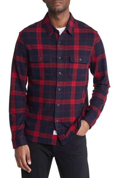 7 Diamonds Generation Plaid Stretch Flannel Button-up Shirt In Red