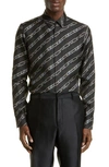 Fendi Ff-logo Print Silk Shirt In Peltro