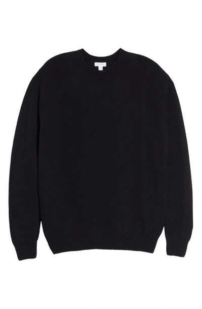 Sunspel Wool Crewneck Sweater In Black