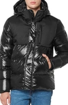 Vince Camuto Mixed Media Down & Feather Fill Puffer Jacket In Black