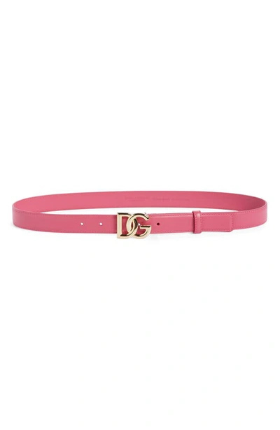 Dolce & Gabbana Dg Logo Leather Belt In Pink