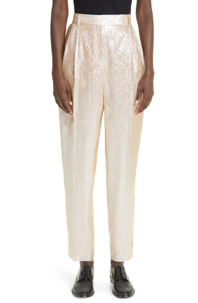 Partow Bacall Metallic Silk-blend Chiffon Straight-leg Pants In Frost