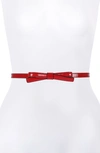 Kate Spade Shoestring Bow Leather Belt In Engine Red
