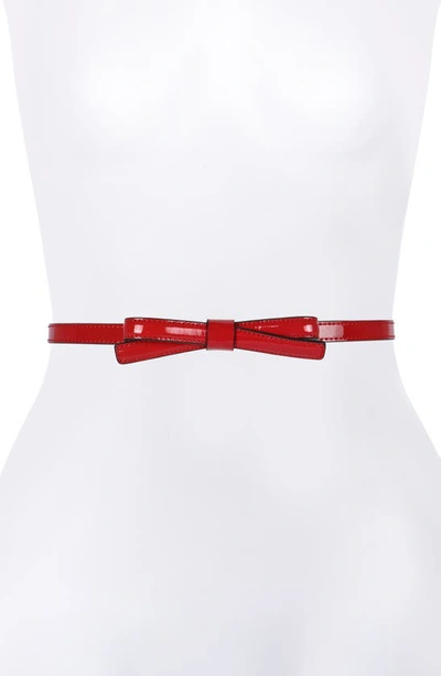 Kate Spade Shoestring Bow Leather Belt In Engine Red