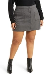 Treasure & Bond Houndstooth Button Front Miniskirt In Grey Mini Houndstooth