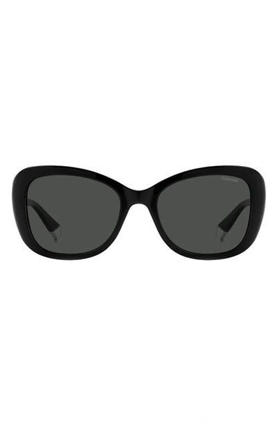 Polaroid 53mm Polarized Cat Eye Sunglasses In Black
