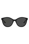 Polaroid 54mm Polarized Round Sunglasses In Black/ Grey Polarized