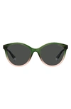 Polaroid 54mm Polarized Round Sunglasses In Green Pink/ Grey Polarized