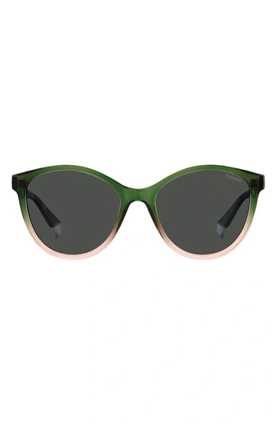 Polaroid 54mm Polarized Round Sunglasses In Green Pink/ Grey Polarized