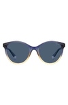 Polaroid 54mm Polarized Round Sunglasses In Blue Beige/ Blue Polarized