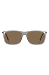 Polaroid 59mm Polarized Rectangular Sunglasses In Grey/ Bronze Polarized