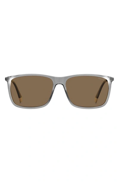 Polaroid 59mm Polarized Rectangular Sunglasses In Grey/ Bronze Polarized