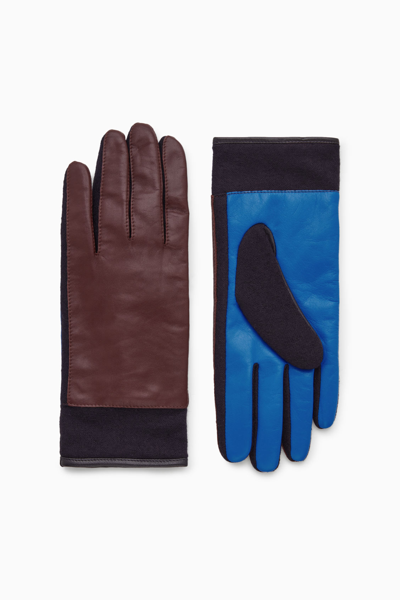Cos Colour-block Leather Gloves In Red
