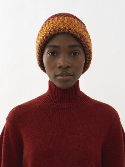 Chloé Orange Ombré Cashmere Beanie Hat In Sunset Orange