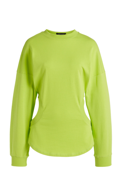 A.w.a.k.e. A. W.a. K.e. Mode Long Sleeve Jersey Top W/ Cut-out Detail Acid Lime In Acid Lime