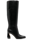 SI ROSSI KNEE-HIGH BLACK LEATHER BOOTS