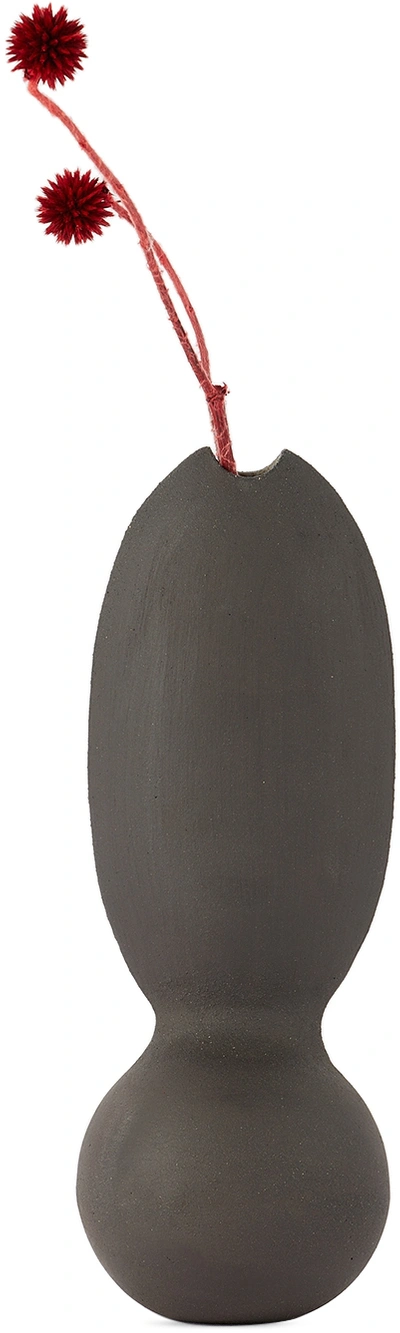 Iaai Black Itera Vase In Raw Black Clay
