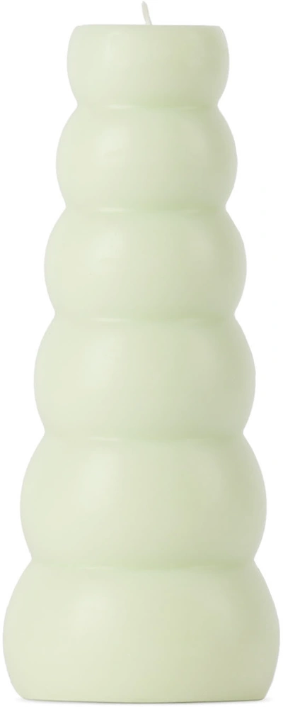 Soft-geometry Green Tall Gola Candle In Mint