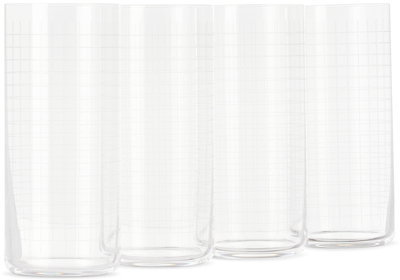 Nude Glass Finesse Grid Highball Glass Set In Clear