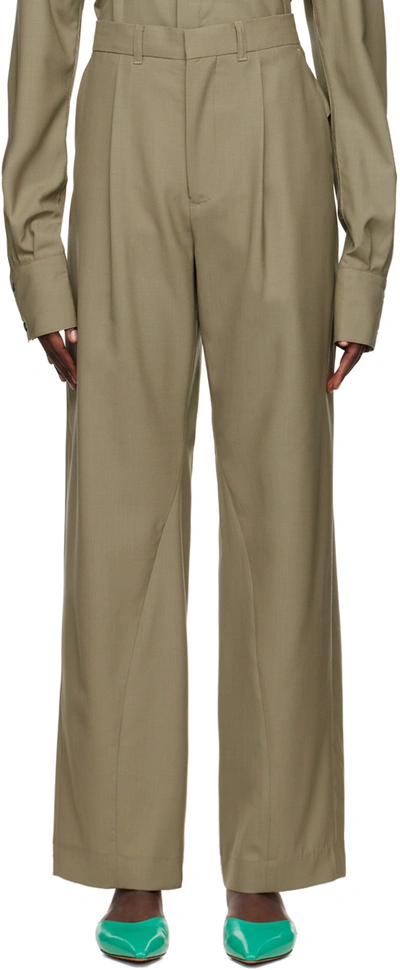 Bianca Saunders Khaki Macho Trousers In Khaki Green