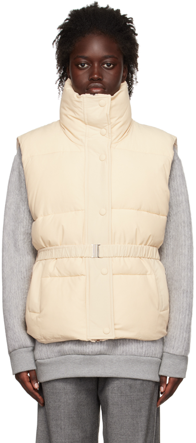 J Koo Off-white Belt Vest In Ivory