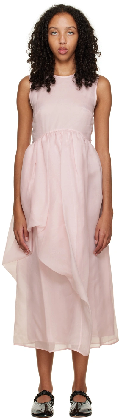 Cecilie Bahnsen Pink Fang Asymmetric Midi Dress | ModeSens