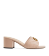 GUCCI LEATHER DOUBLE G HEELED MULES