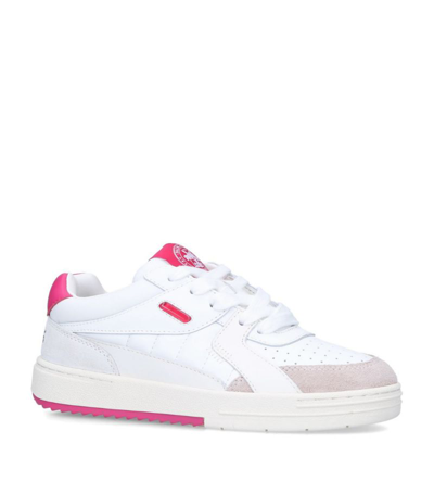 Palm Angels Leather Palm University Sneakers In Blanco