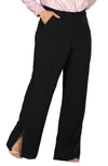 S AND P STANDARDS & PRACTICES HIGH WAIST SPLIT HEM WIDE LEG STRETCH COTTON TROUSERS