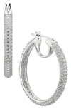 Nadri Pavé The Way Medium Hoop Earrings In Rhodium