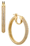 Nadri Frost Cubic Zirconia Medium Hoop Earrings In Gold