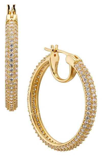 Nadri Frost Cubic Zirconia Medium Hoop Earrings In Gold