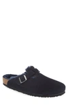 Birkenstock Boston Shearling & Suede Leather Loafers In Black