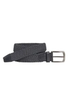 Johnston & Murphy Men's Woven Stretch Knit Belt In Charcoal