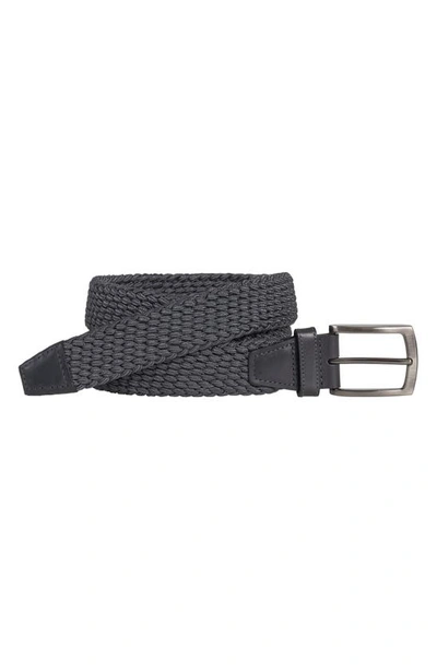 Johnston & Murphy Men's Woven Stretch-knit Belt In Black