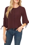 Cece Pintuck Tie Sleeve Blouse In Rich Cabernet