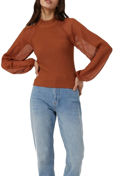 French Connection Melody Mixed Media Mock Neck Sweater In Casablanca