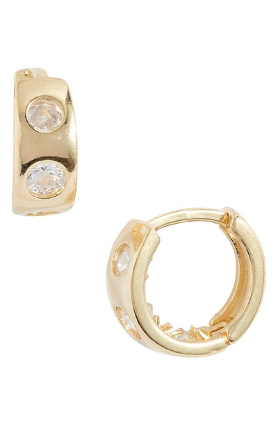 Set & Stones Quincy Cubic Zirconia Huggie Hoop Earrings In Gold