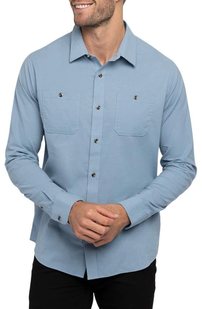 Travismathew Cloud Flannel Button-up Shirt In Faded Denim