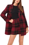 1.state One-button Plaid Jacket In Black/ Fuchsia