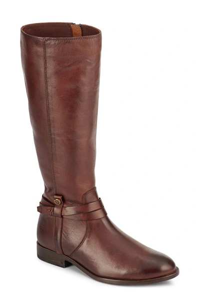 Frye Melissa Belted Knee High Boot In Redwood Crust Leather