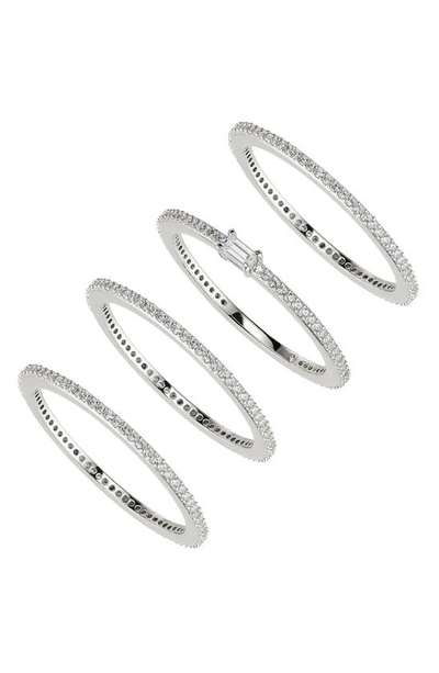 Nadri Pave The Way Set Of 4 Cubic Zirconia Stacking Rings In Silver