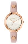 TED BAKER AMMY MAGNOLIA 3H LEATHER STRAP WATCH, 34MM