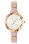 Ted Baker London Ammy Magnolia 3h Leather Strap Watch, 34mm In Rose Gold/ Silver/ Pink